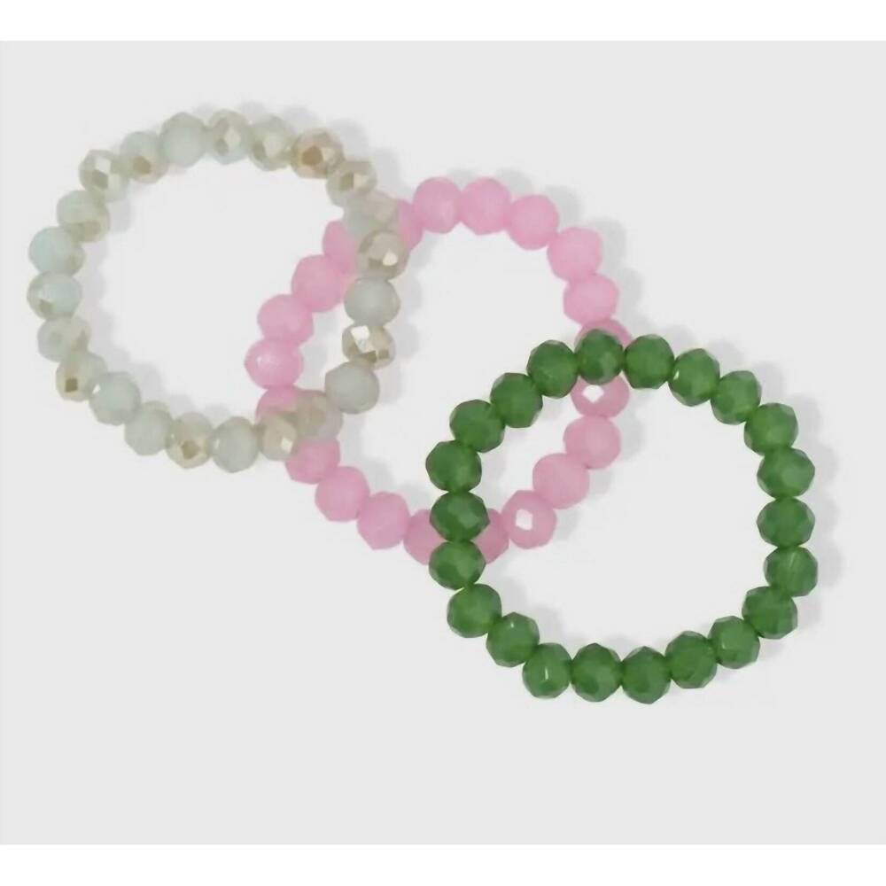 NEW SPLENDID IRIS women's crystal rings bracelet in pink/green